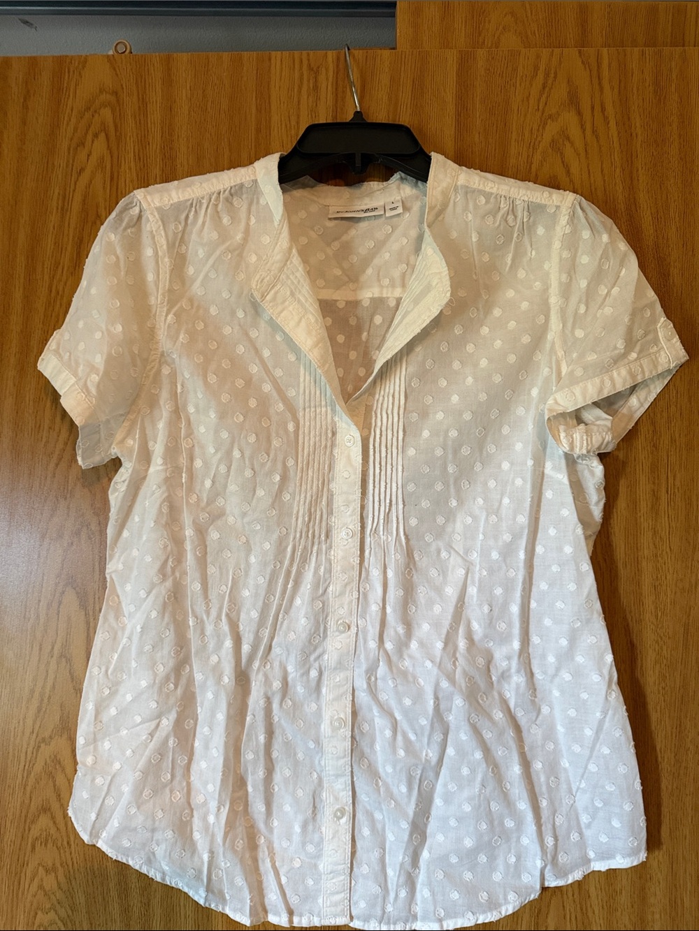 St. John's Bay White Swiss Dot Pintuck Blouse